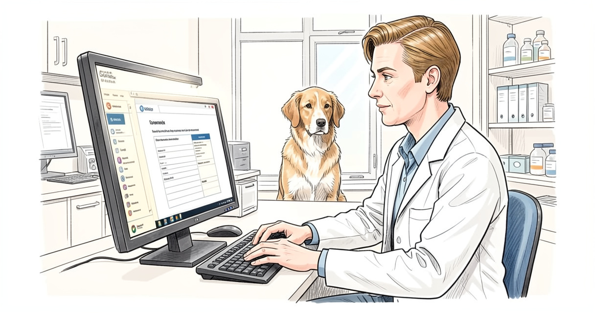 Vétérinaire déclarant un effet indésirable sur le site de pharmacovigilance vétérinaire ANMV