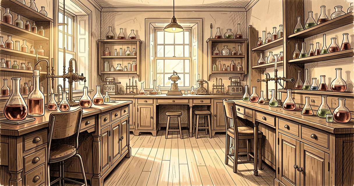 Laboratoire d'Arcueil historique – matériel de chimie des années 1930 utilisé par Marie Curie