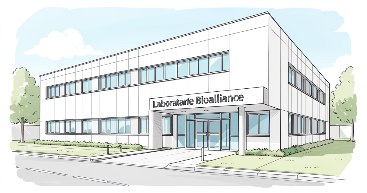 Entrée du laboratoire Bioalliance Orléans Droits de l'Homme, bâtiment moderne