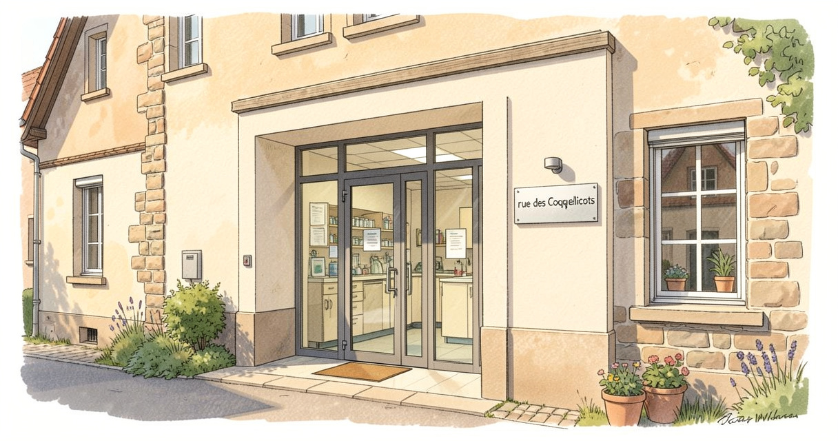 Labo Achenheim : entrée du laboratoire OuiLab rue des Coquelicots à Achenheim