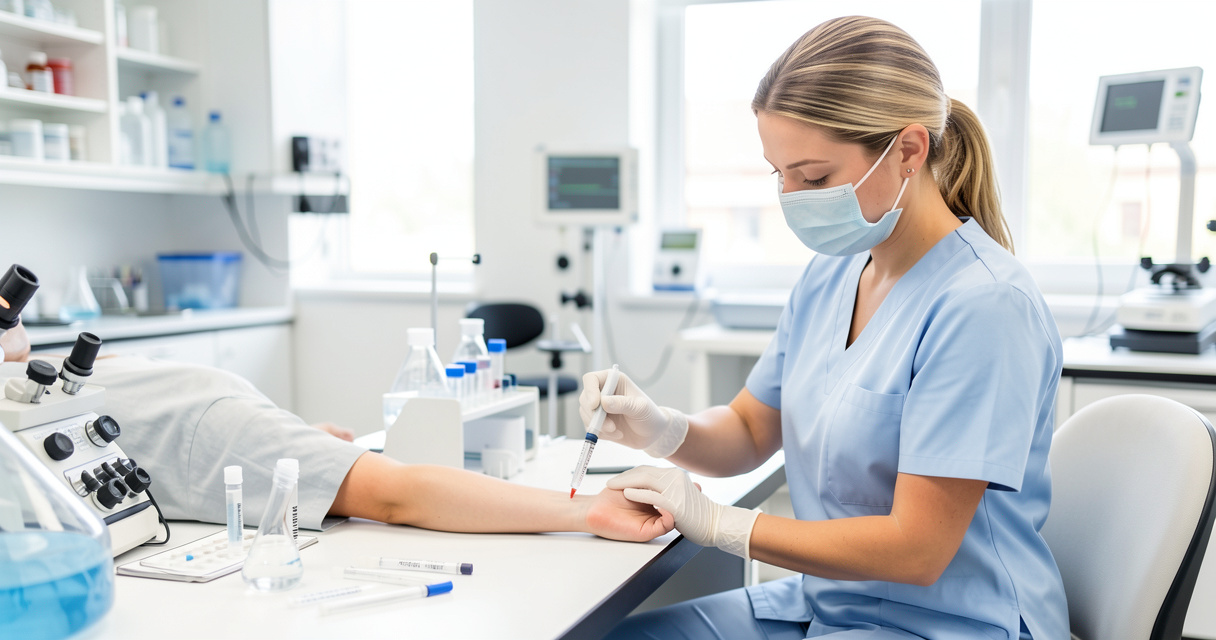 Prise de sang au laboratoire Achenheim lors d’une analyse de biologie médicale