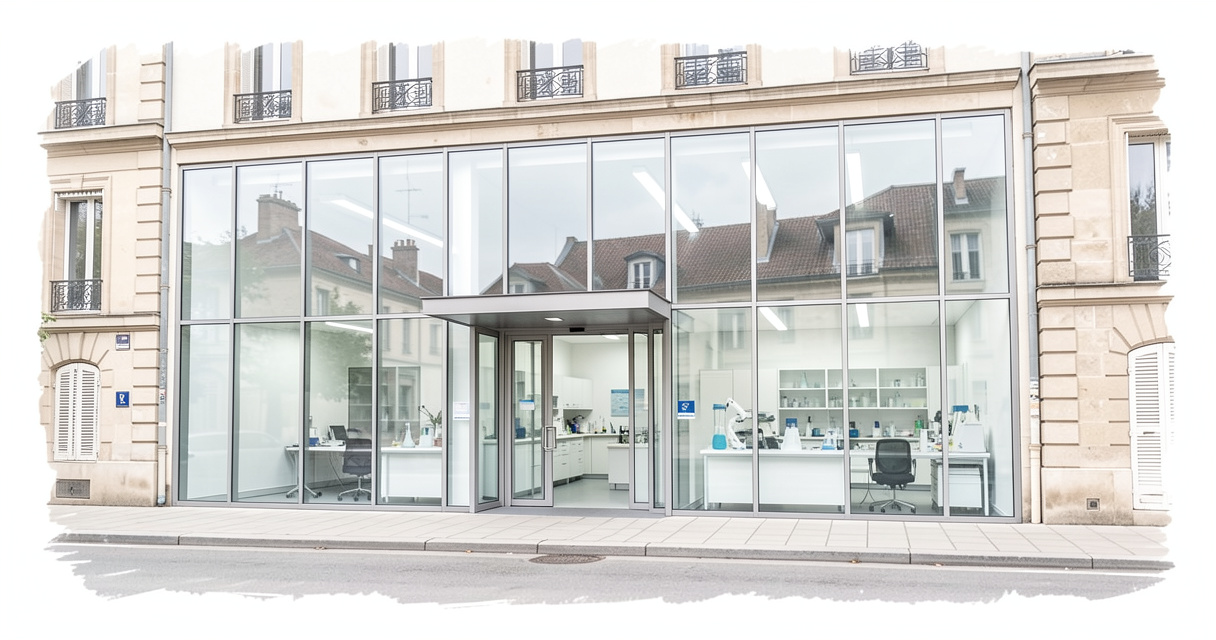Laboratoire Unilabs Interlabo Neuville-lès-Dieppe, entrée moderne place Henri Dunant