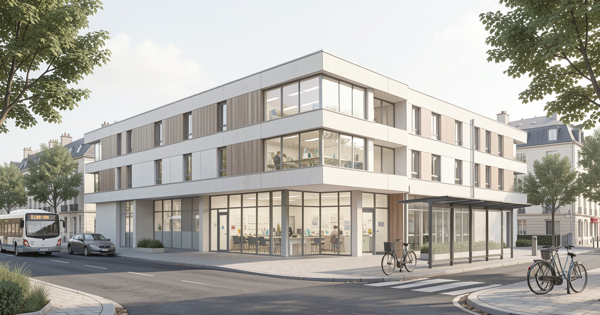 Accès extérieur du laboratoire d’analyses médicales à Asnières-sur-Seine